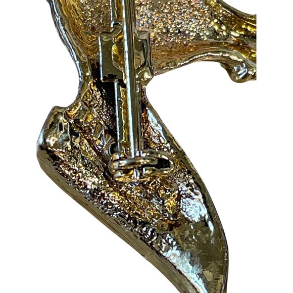 Vintage Gold-Tone Reindeer Brooch With Rhinestone Accents - Picture 4 of 4